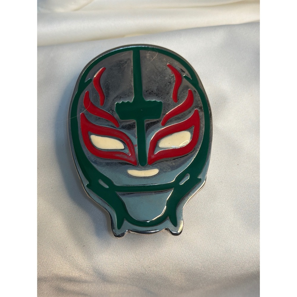 Rey Mysterio Lucha Libre Mask Belt Buckle Green Red Enamel WWE Wrestling 619